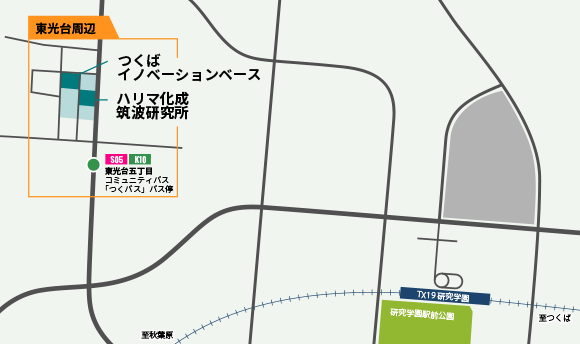 研究学園駅前周辺の地図